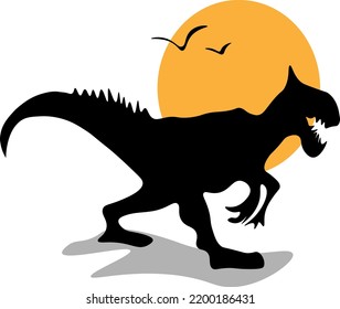 dangerous dinosaur with moon simple sketch determine  that dinosaur era   