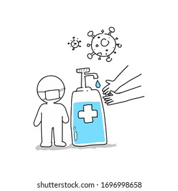 dangerous disease virus hand drawn