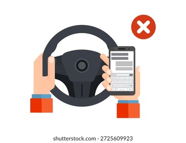 Peligrosa distraída conducción de mensajes de texto mientras está detrás del volante