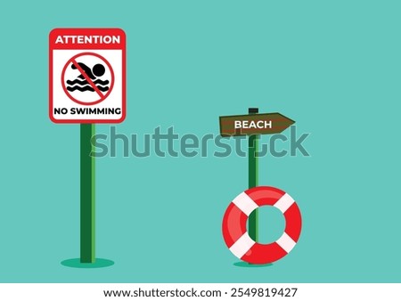 Dangerous, do not swim at this beach. Signs prohibit swimming at the beach. Buoys and beach directions