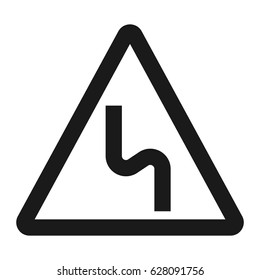 Dangerous double bend sign line icon, Traffic and road sign, vector graphics, a solid pattern on a white background, eps 10