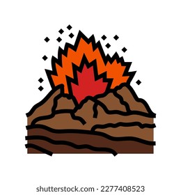 dangerous exploding volcano color icon vector. dangerous exploding volcano sign. isolated symbol illustration