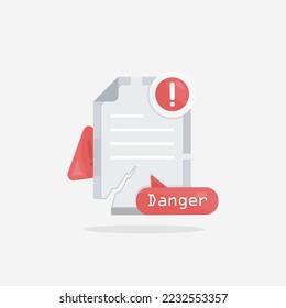 Dangerous file warning. error file flat design vector illustration. Modern graphic element for landing page, infographic, icon, empty state ui, and background template