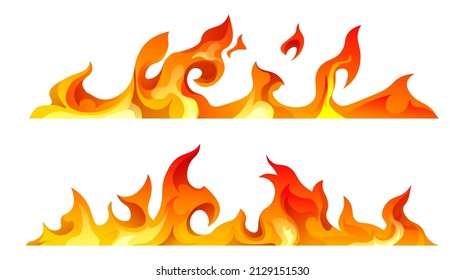 Dangerous fire icon, isolated flames blown by wind. Powerful and forceful blaze, wildfire warming of flammable materials. Explosion or casualty hot temperature, vector in flat style illustration