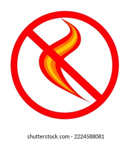 Dangerous fire icon sign with red circle. Do not touch the fire, do not come near, danger, be careful with heat. Vector illustration