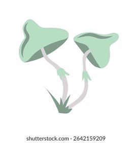 Dangerous forest mushroom. Hand drawn poisonous psychedelic fungus. Vector illustration.
