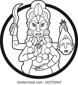 Dangerous goddess Kali illustration of black color