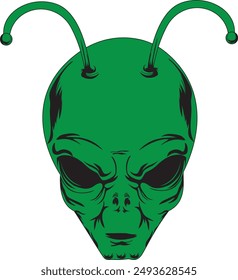 Dangerous green alien face logo vector