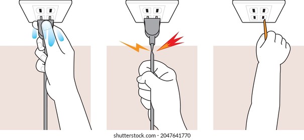 Gefährliche Handhabung durch Stecker und Steckdose