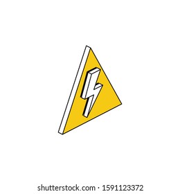Dangerous high voltage electricity, lightning sign. Vector line, 3d stroke isometric, color web icon, new flat style. Creative illustration design, abstract idea for infographics.