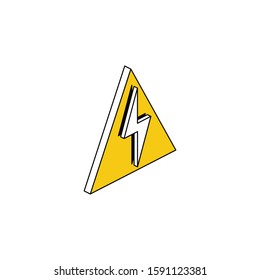 Dangerous high voltage electricity, lightning sign. Vector line, 3d stroke isometric, color web icon, new flat style. Creative illustration design, abstract idea for infographics.