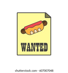 Dangerous hot dog,fast food on the paper,search of hot dog