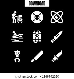 dangerous icon. 9 dangerous vector set. adventure sports, knife, dynamite and poison icons for web and design about dangerous theme