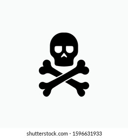 Dangerous Icon. Danger, Warning. Skull and Cross Bones Symbol  for Design, Presentation, Website or Apps Elements - Vector.  Logo Template.