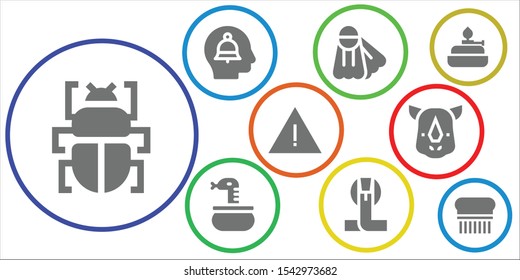 dangerous icon set. 9 filled dangerous icons.  Simple modern icons about  - Fleas, Alert, Fins, Snake, Cobra, Rhino, Burner, Flea