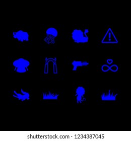 dangerous icon set about allien, warning sign, hell and rhinoceros vector set