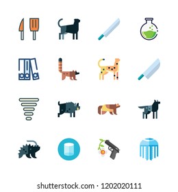 dangerous icon set. vector set about blinder, wolf, cheetah and knife icons set.