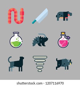 dangerous icon set. vector set about boar, poison, knife and porcupine icons set.