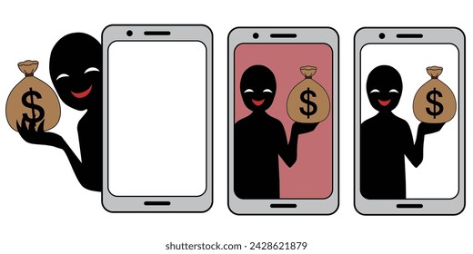 Dangerous image material of a bad man holding a bag of money