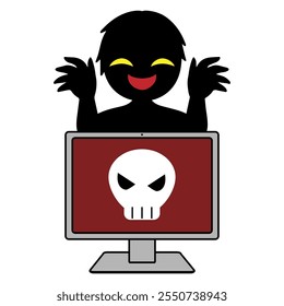Dangerous image material of a skull and crossbones computer and a hacker