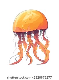 dangerous jellyfish sea life icon isolated