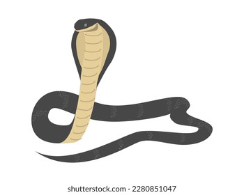 Dangerous King Cobra snake flat style, vector illustration isolated on white background. Venomous reptile predator, design element, nature and wildlife