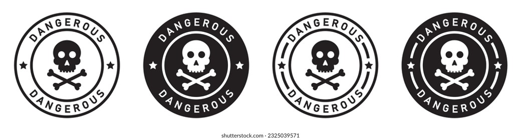 Dangerous label icon. Poison label. Skull icon, vector illustration