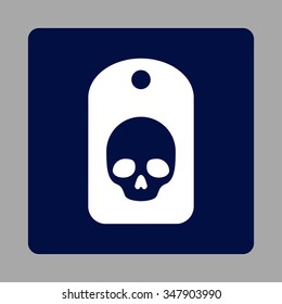 Dangerous Label vector icon. Style is flat rounded square button, white and dark blue colors, silver background.