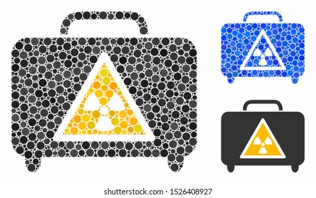 Dangerous luggage composition for dangerous luggage icon of filled circles in different sizes and color tints. Vector filled circles are grouped into blue composition.