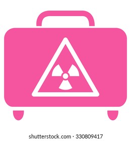 Dangerous Luggage vector icon. Style is flat pink symbol, rounded angles, white background.