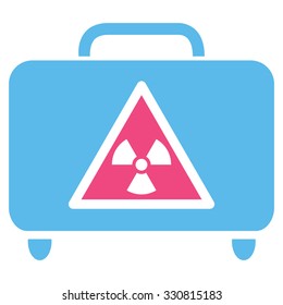 Dangerous Luggage vector icon. Style is flat bicolor pink and blue symbol, rounded angles, white background.
