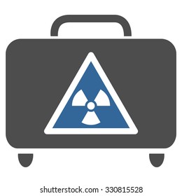 Dangerous Luggage vector icon. Style is flat bicolor cobalt and gray symbol, rounded angles, white background.