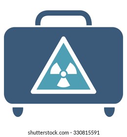 Dangerous Luggage vector icon. Style is flat bicolor cyan and blue symbol, rounded angles, white background.