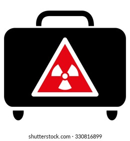 Dangerous Luggage vector icon. Style is flat bicolor intensive red and black symbol, rounded angles, white background.