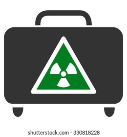 Dangerous Luggage vector icon. Style is flat bicolor green and gray symbol, rounded angles, white background.