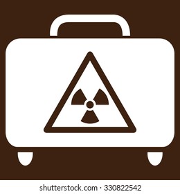 Dangerous Luggage vector icon. Style is flat white symbol, rounded angles, brown background.