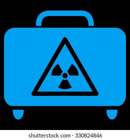 Dangerous Luggage vector icon. Style is flat blue symbol, rounded angles, black background.