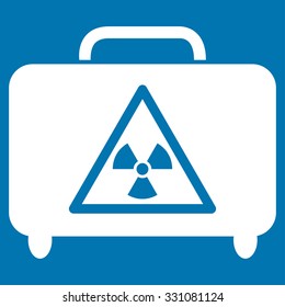 Dangerous Luggage vector icon. Style is flat white symbol, rounded angles, blue background.