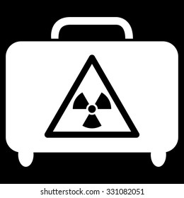 Dangerous Luggage vector icon. Style is flat white symbol, rounded angles, black background.