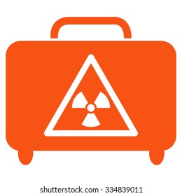 Dangerous Luggage vector icon. Style is flat orange symbol, rounded angles, white background.