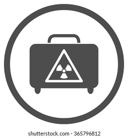 Dangerous Luggage vector icon. Style is flat circled symbol, gray color, rounded angles, white background.