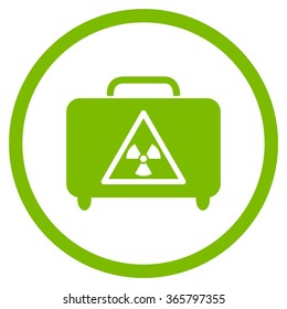 Dangerous Luggage vector icon. Style is flat circled symbol, eco green color, rounded angles, white background.