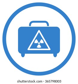 Dangerous Luggage vector icon. Style is flat circled symbol, cobalt color, rounded angles, white background.