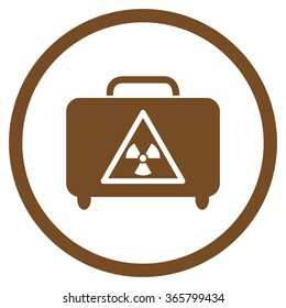 Dangerous Luggage vector icon. Style is flat circled symbol, brown color, rounded angles, white background.