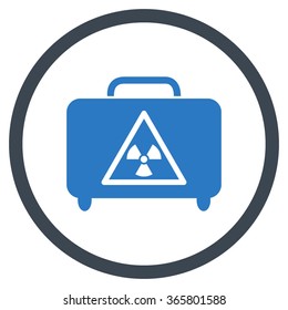 Dangerous Luggage vector icon. Style is bicolor flat circled symbol, smooth blue colors, rounded angles, white background.