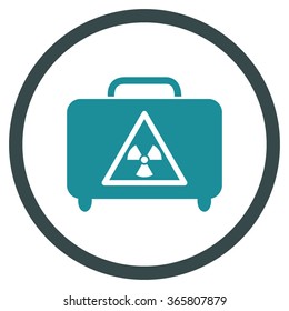 Dangerous Luggage vector icon. Style is bicolor flat circled symbol, soft blue colors, rounded angles, white background.