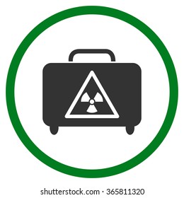 Dangerous Luggage vector icon. Style is bicolor flat circled symbol, green and gray colors, rounded angles, white background.