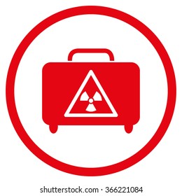 Dangerous Luggage vector icon. Style is flat circled symbol, red color, rounded angles, white background.