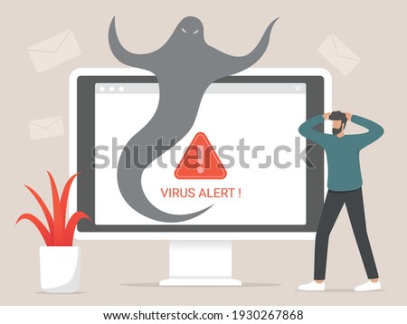 dangerous malware, stealing personal information with spyware, new technological problems concept illustration