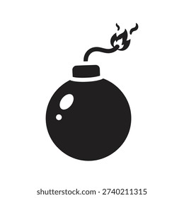 Dangerous malware threat icon displaying bomb with burning fuse representing virus attack system error fatal crash explosion risk
